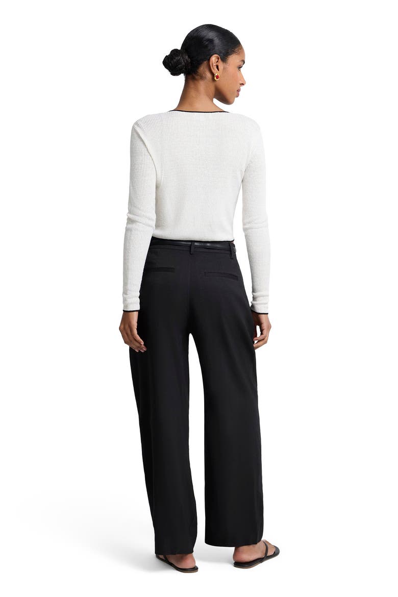 Cropped Linen Cardigan, Alternate, color, Egret/Black