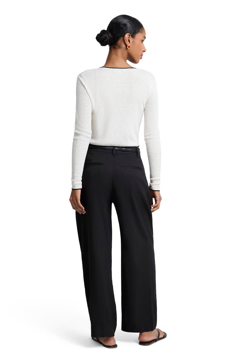 Onia Cropped Linen Cardigan, Alternate, color, Egret/Black