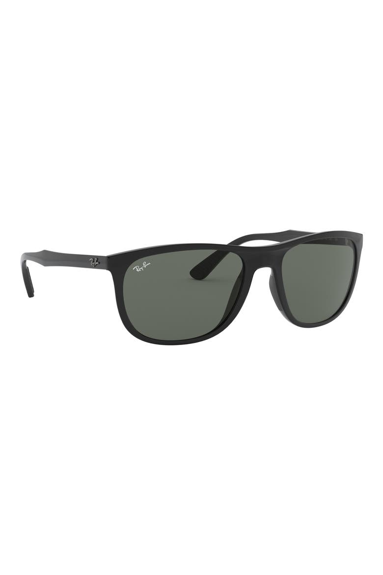 58mm Square Sunglasses, Alternate, color, BLACK