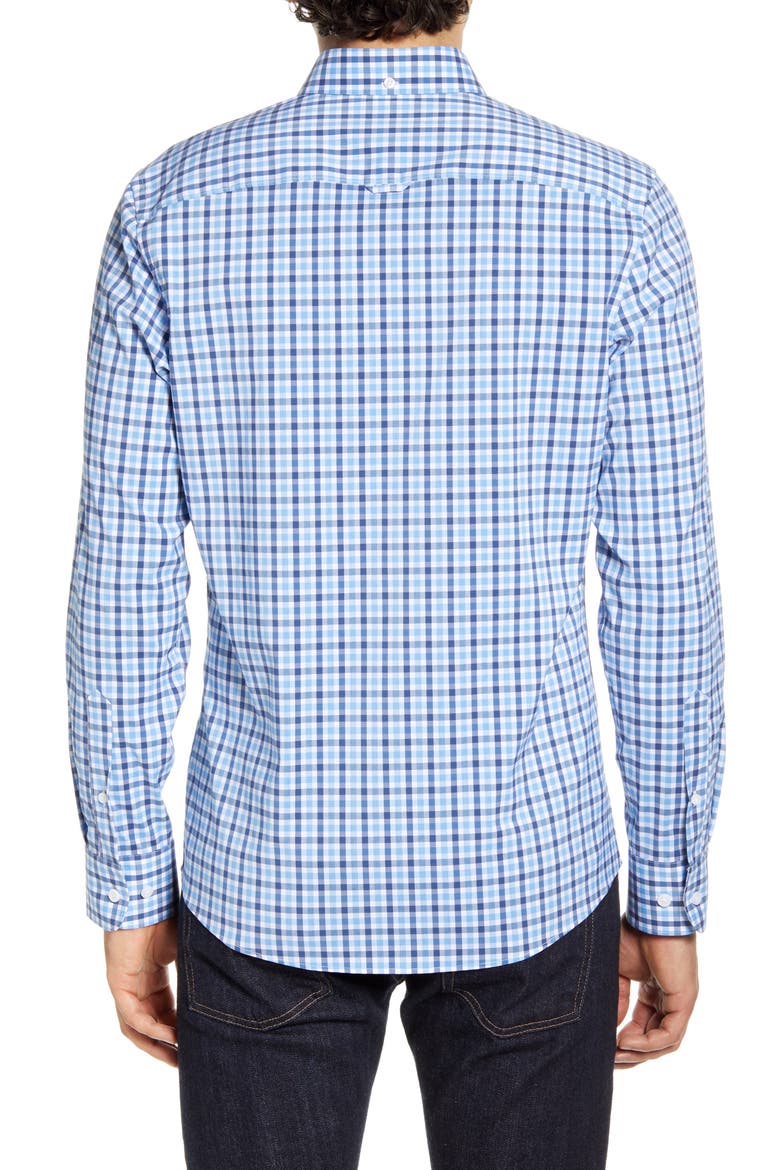 Tech-Smart Trim Fit Check Button-Down Sport Shirt, Alternate, color, BLUE RAIN CHECK