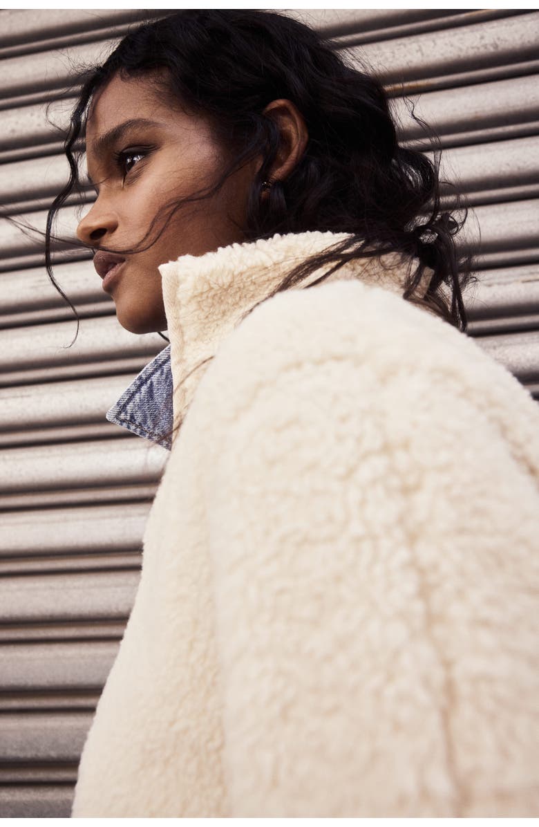 H&M Teddy Jacket, Alternate, color, Light Beige