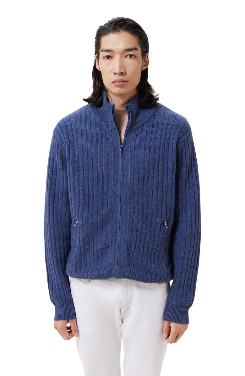 GOBI Mongolian Cashmere Full-Zipper Cashmere Cardigan, Main, color, Crown Blue