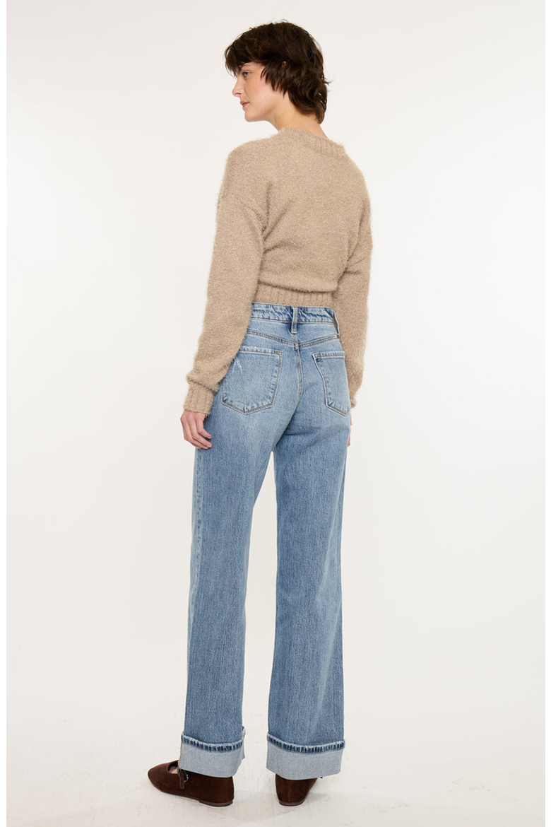 Kolbie High Rise Cuffed Wide Leg Jeans, Alternate, color, Medium Wash