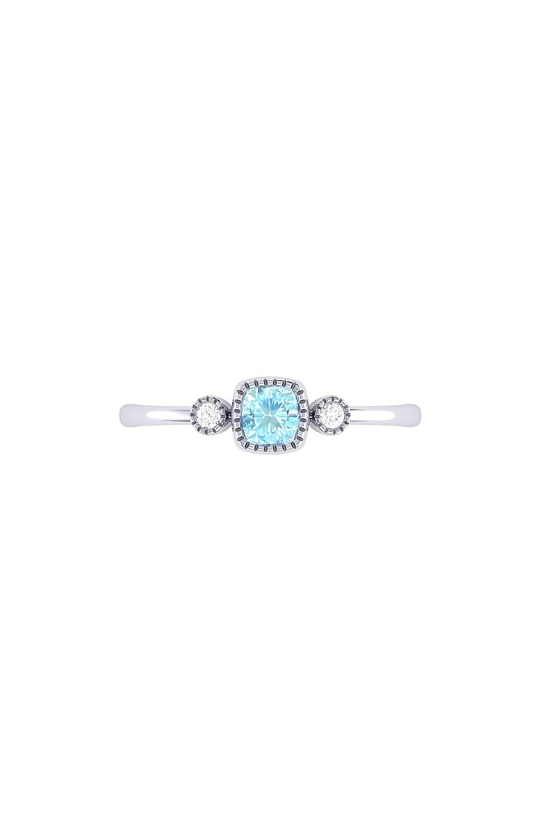 LuvMyJewelry Cushion Cut Aquamarine & Diamond Ring, Alternate, color, 14K White Gold