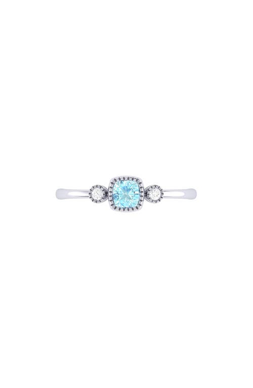 Luvmyjewelry Cushion Cut Aquamarine & Diamond Birthstone Ring In 14k Gold In Metallic