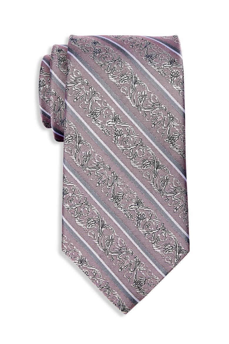 Big & Tall Striped Silk Tie, Main, color, PINK