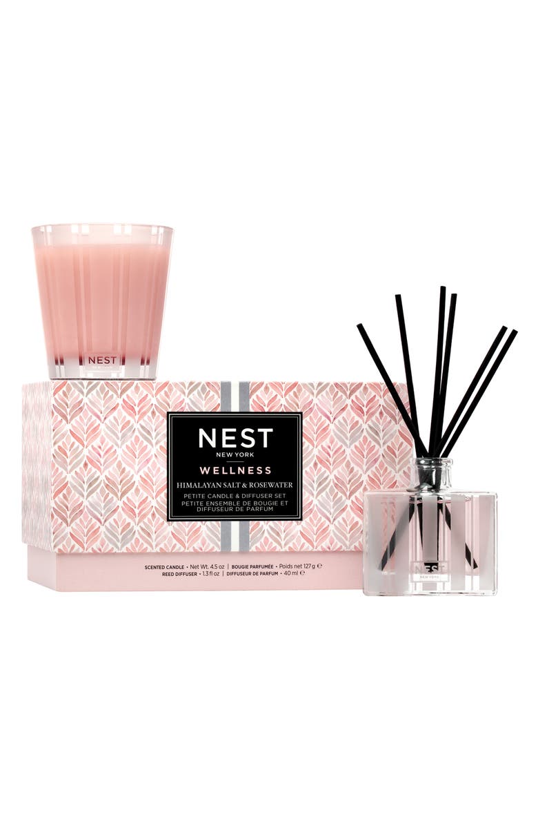 NEST New York Himalayan Sea Salt & Rosewater Petite Candle & Diffuser Set, Main, color, 