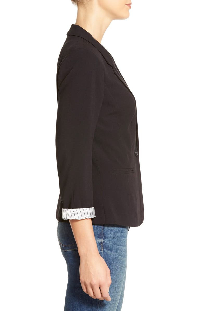 Kensie Stretch Crepe One-Button Blazer, Alternate, color, 