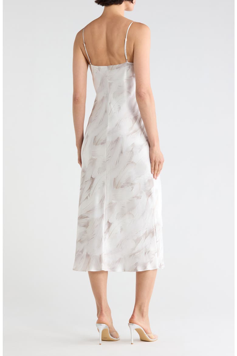 Seridie Feather Print Midi Slipdress, Alternate, color, WHITE FEATHER PRINT