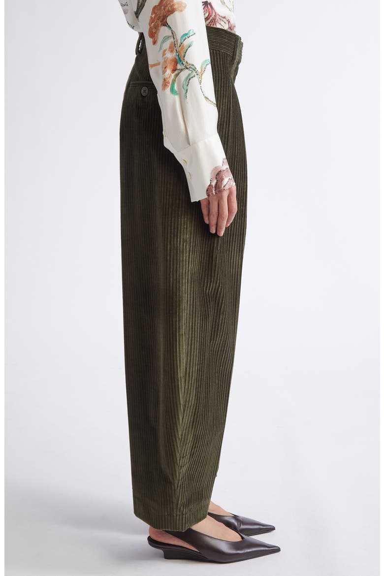 Dash Pleated Barrel Leg Crop Pants, Alternate, color, DARK FOREST