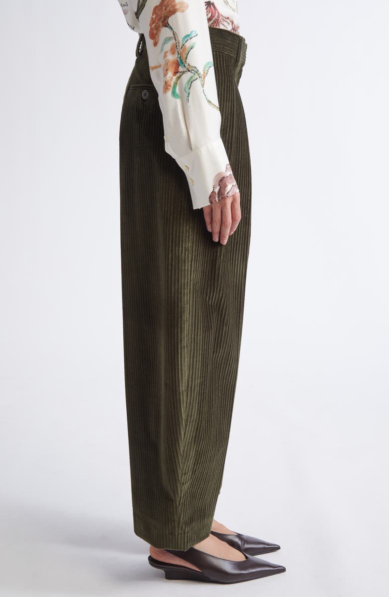 Altuzarra Dash Pleated Barrel Leg Crop Pants, Alternate, color, Dark Forest