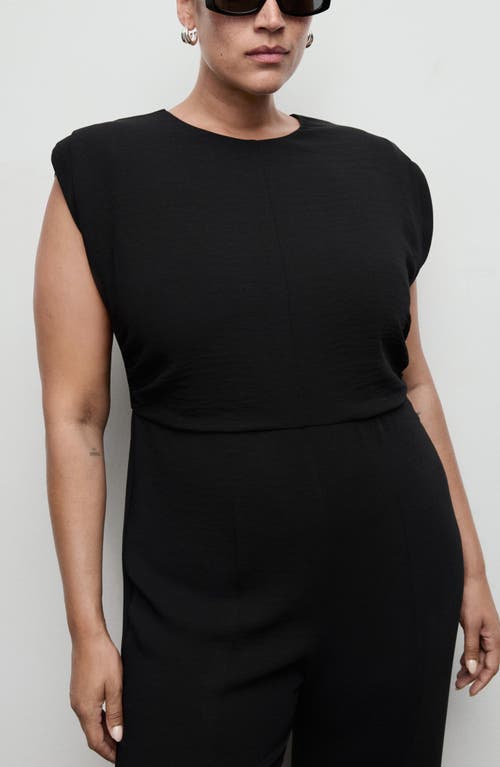 Mango Ruched Sleeveless Wide Leg Jumpsuit In Black