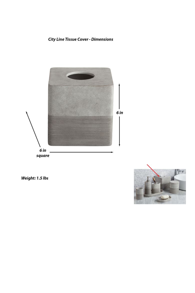 City Line Tissue Box Cover, Alternate, color, GREY