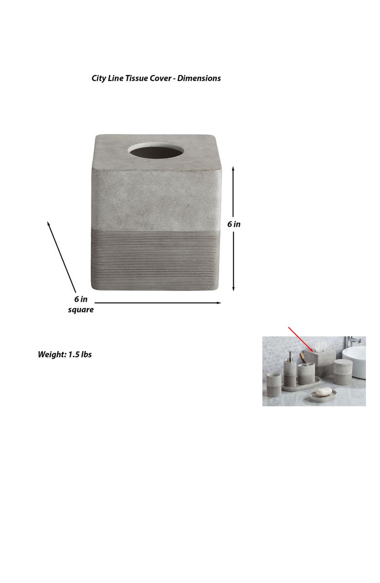 ROSELLI TRADING COMPANY City Line Tissue Box Cover, Alternate, color, Grey