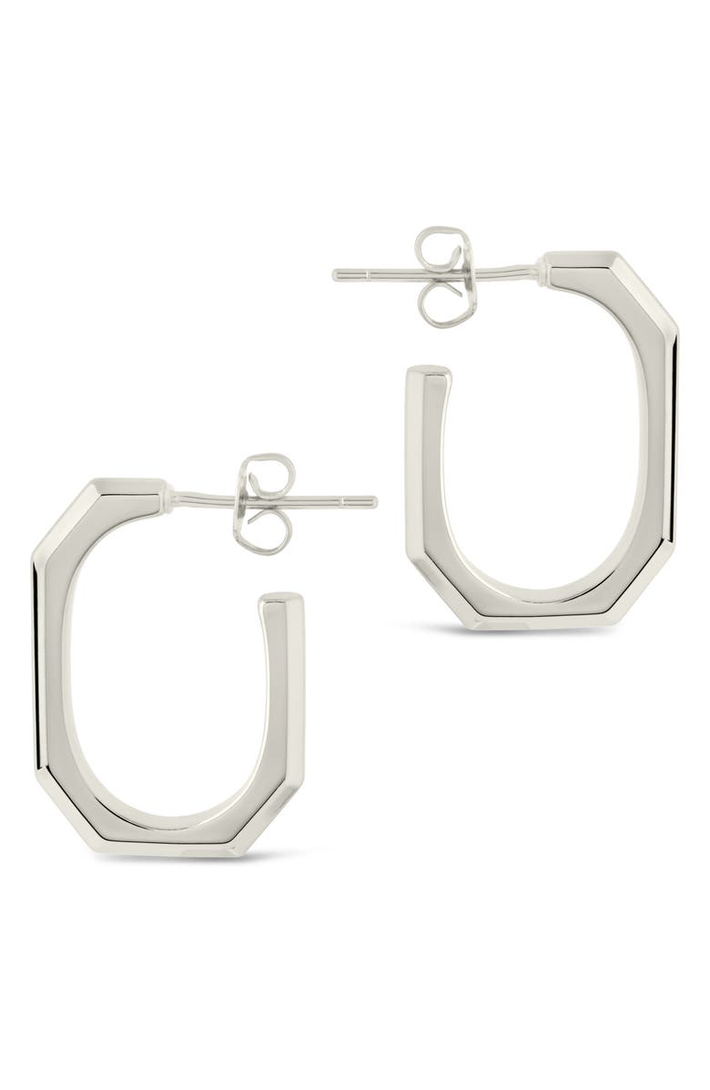 Sterling Forever Thea Geometric Hoop Earrings, Alternate, color, 