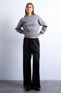 Topshop Satin Drawstring Wide Leg Pants