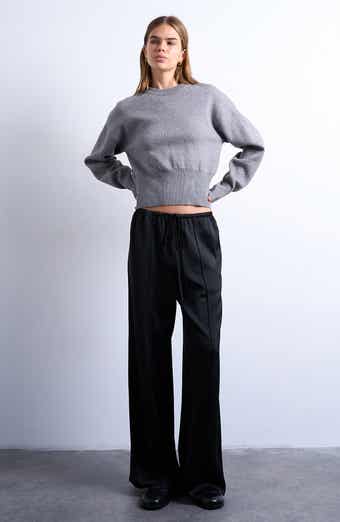 Topshop Satin Drawstring Wide Leg Pants
