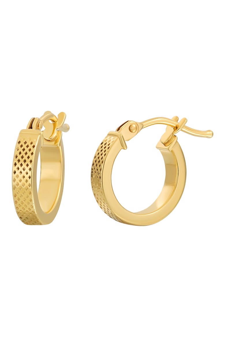 14K Gold Textured Hoop Earrings (Nordstrom Exclusive), Main, color, 14K YELLOW GOLD