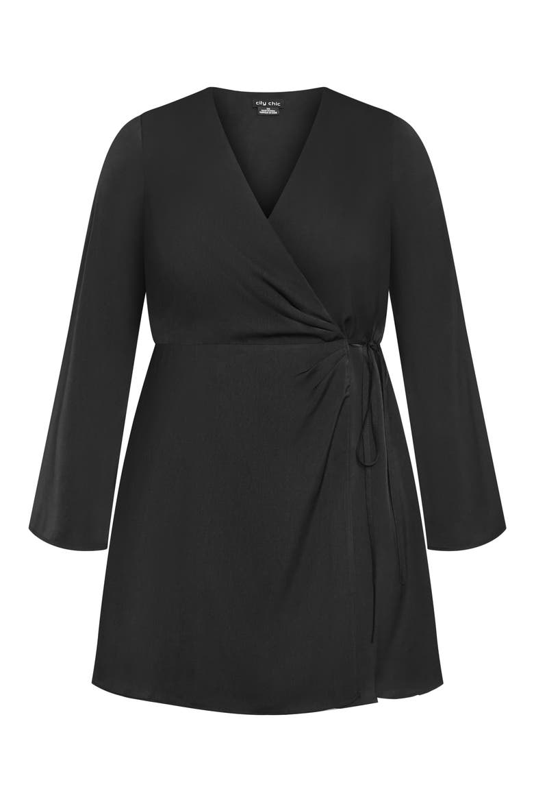 Veronika Long Sleeve Wrap Dress, Alternate, color, BLACK