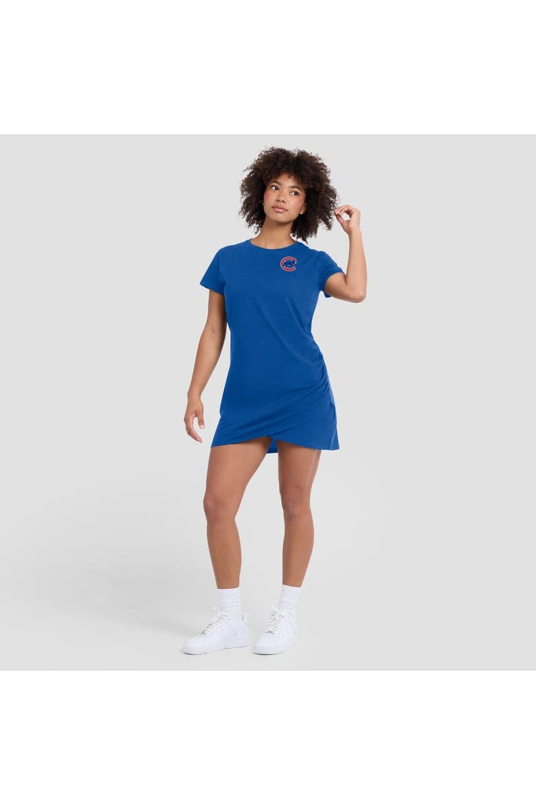 Women's Fanatics Royal Chicago Cubs Ruched Drape T-Shirt Dress, Alternate, color, Royal