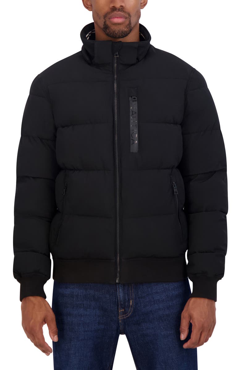 Nautica Faux Fur Trim Water Resistant Bomber Jacket, Alternate, color, 