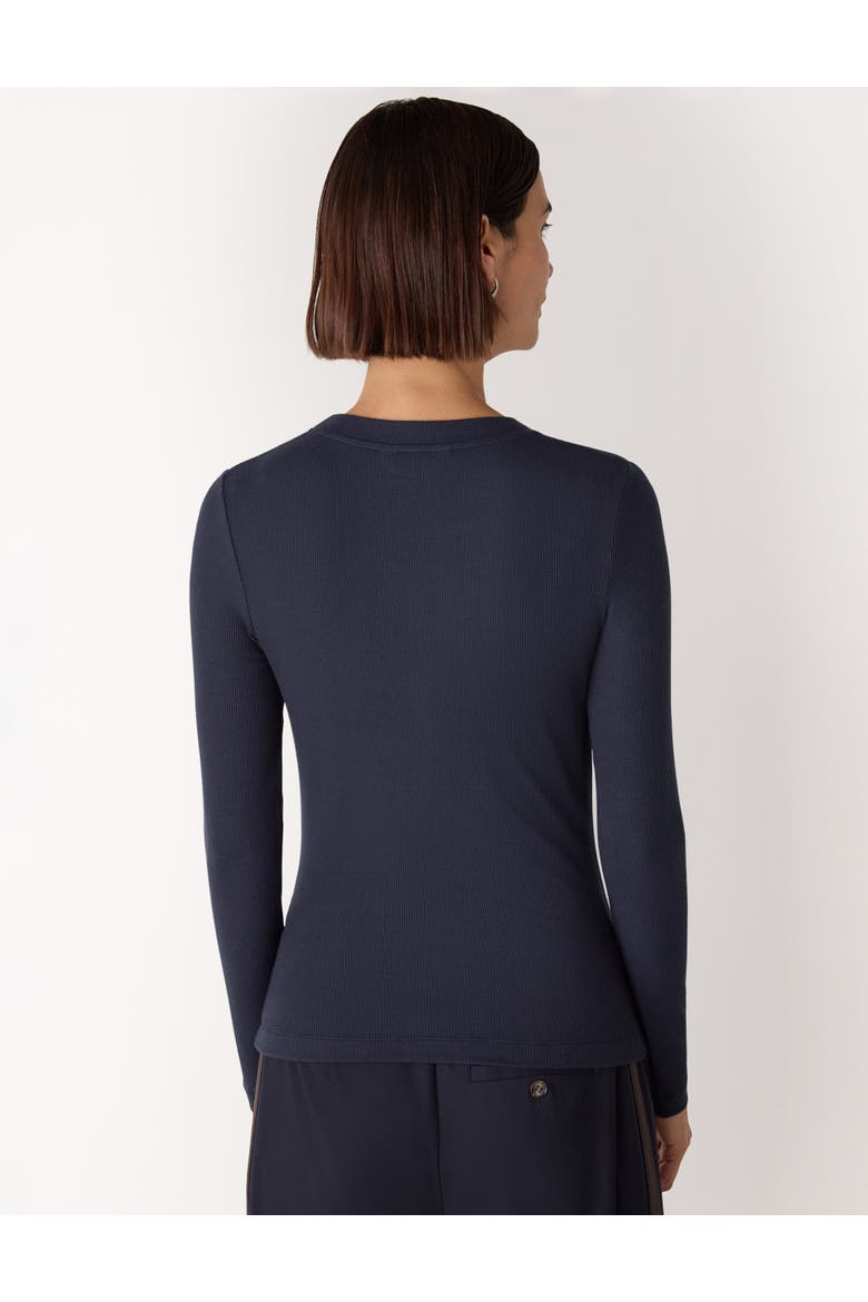 Essential Ribbed Crewneck Knit Top, Alternate, color, Navy