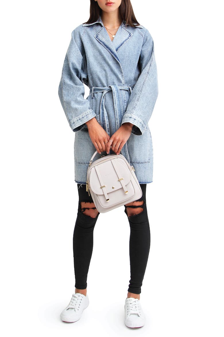 Relaxed Boyfriend Trench Denim Jacket, Alternate, color, INDIGO