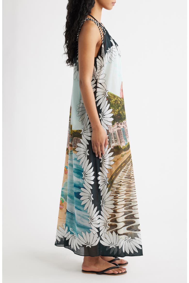 Copacabana Beach One Shoulder Maxi Dress, Alternate, color, COPACABANA BEACH MUL