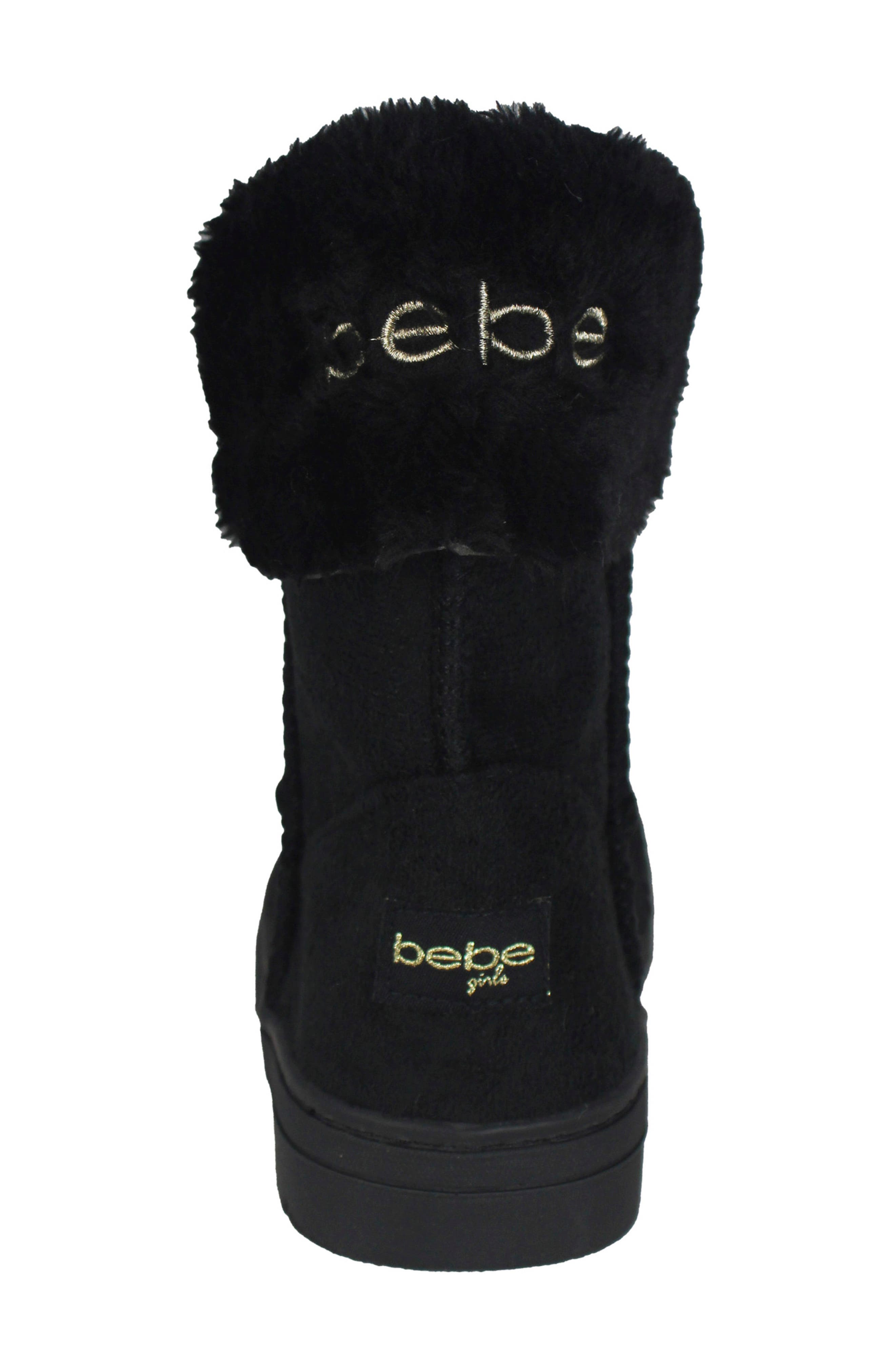 bebe Kids' Microsuede Faux Fur Lined Boot, Alternate, color, 