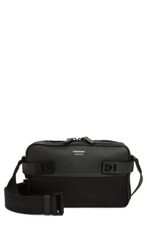 Twins Mixed Media Leather & Nylon Shoulder Bag