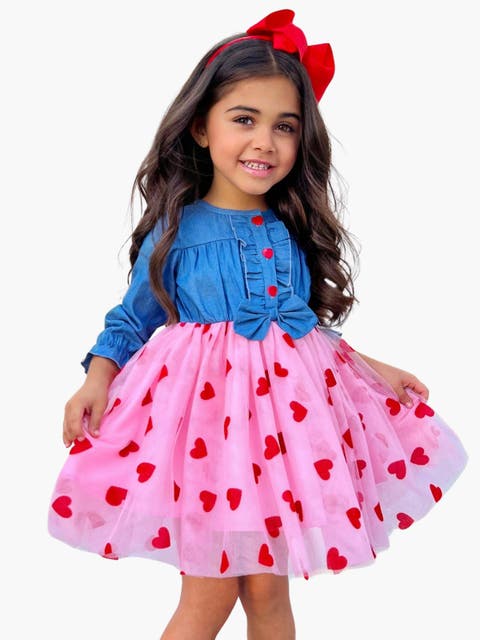 Twirl Into My Heart Chambray Tutu Dress (Toddler, Little Kid & Big Kid)