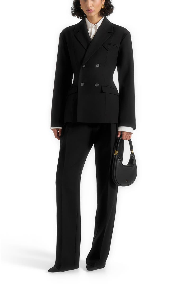 Manière De Voir Maia Double Breasted Blazer, Main, color, Black