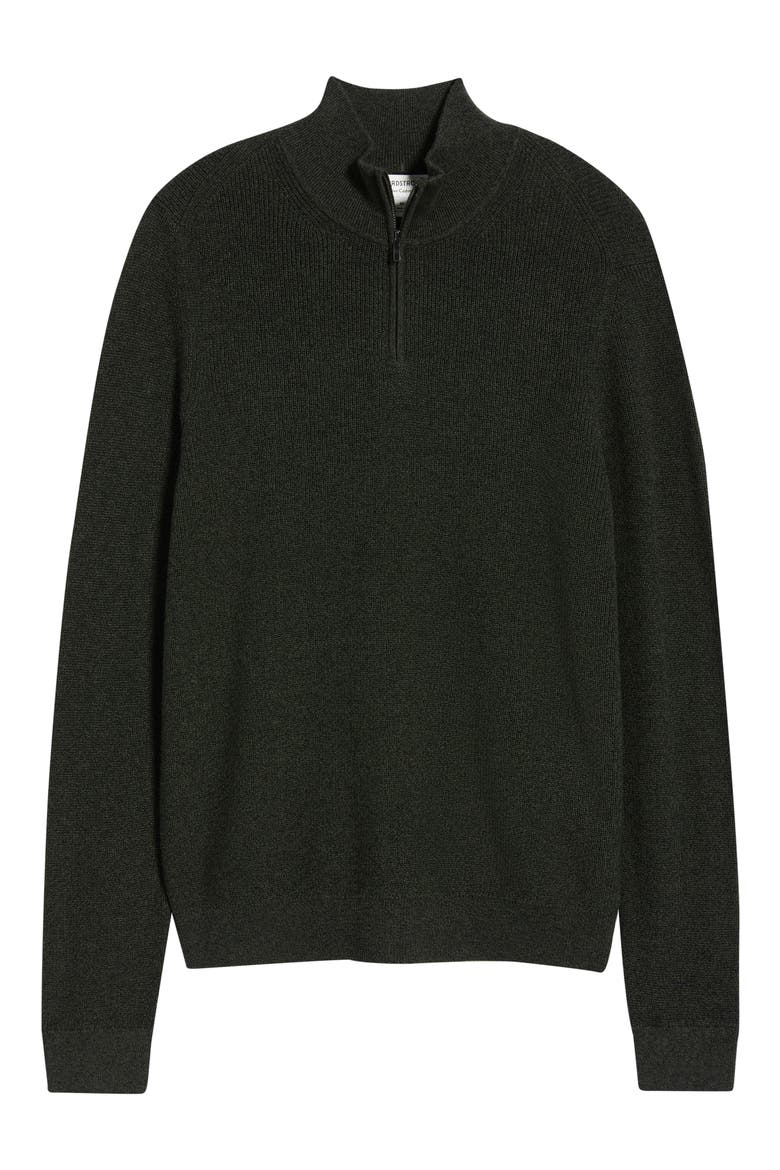Cotton & Cashmere Quarter Zip Sweater, Alternate, color, GREEN ROSIN MARL