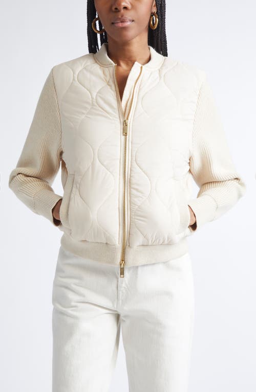 Ramy Brook Miranda Mixed Media Quilted Jacket In White