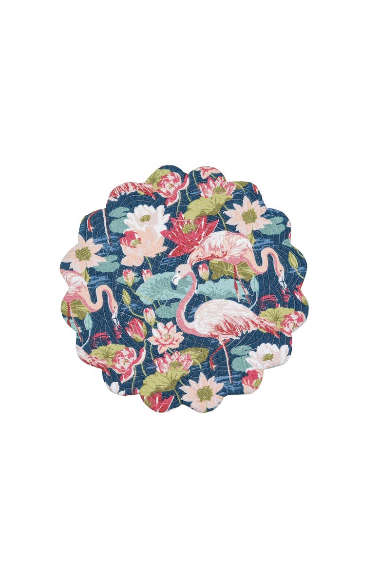 Flamingo Lagoon Placemats Set of 6, 17", Alternate, color, Blue