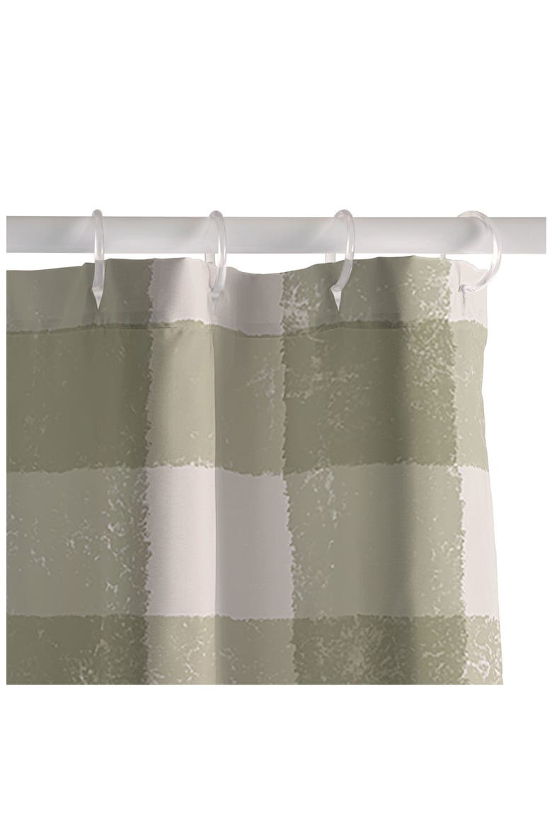 Menina Lisboa Plaid Shower Curtain, Alternate, color, GREEN