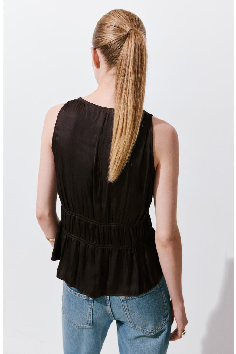 Ruched V-Neck Top, Alternate, color, BROWN