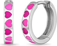 In Season Jewelry Enamel Hearts Girls Huggie Hoops