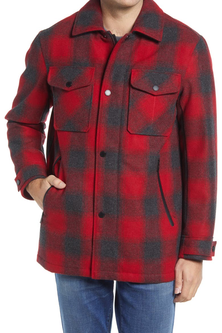 Longmont Wool Blend Shirt Jacket, Alternate, color, RED OMBRE