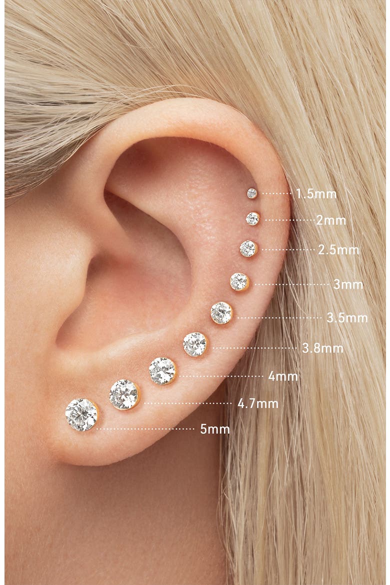 Invisible Diamond Threaded Stud Earring, Alternate, color, YELLOW GOLD
