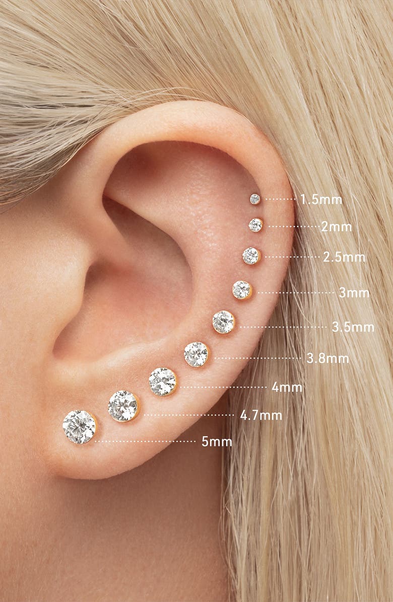 MARIA TASH Invisible Diamond Threaded Stud Earring, Alternate, color, Yellow Gold