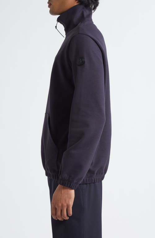Moncler Logo-appliquéd Cotton-blend Jersey Half-zip Sweatshirt In Navy