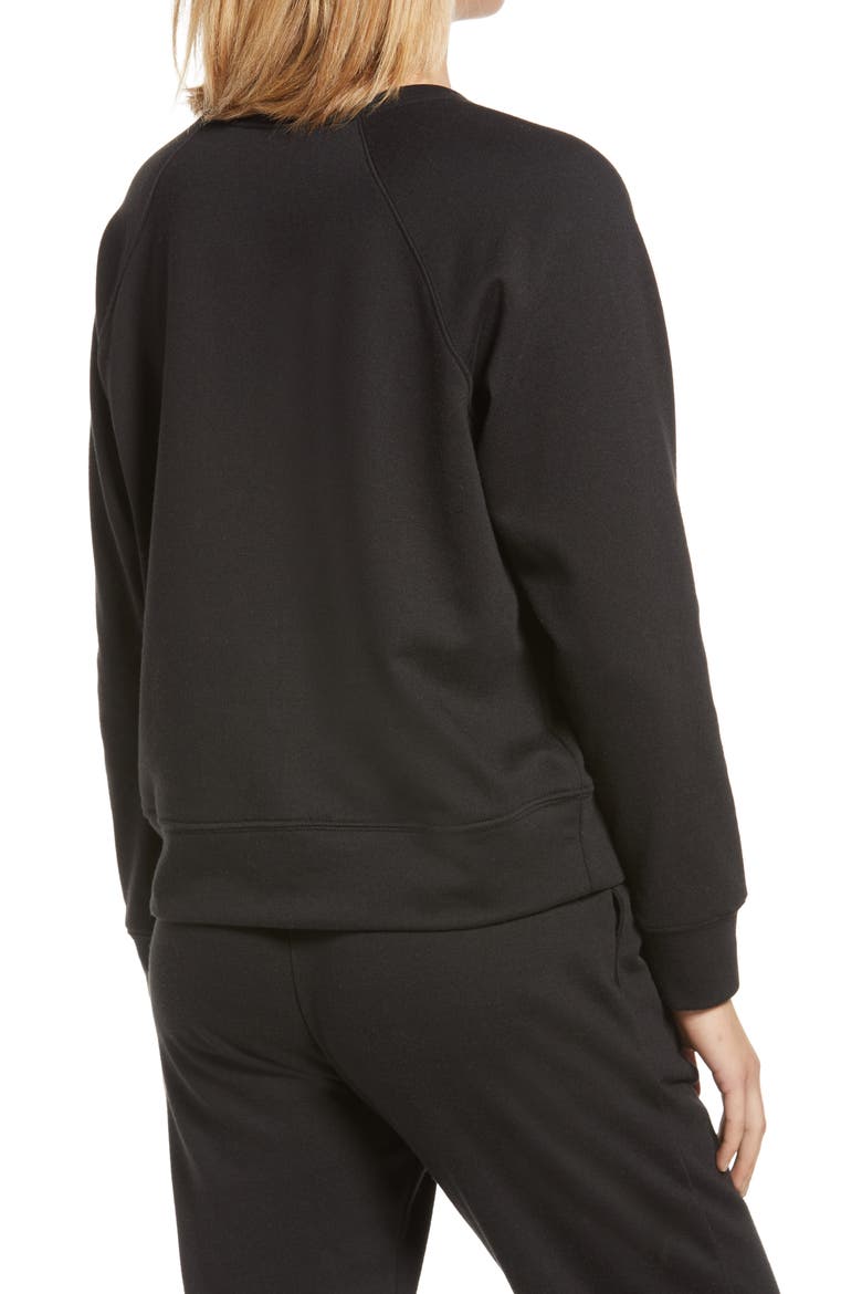 Cozy Raglan Sleeve Sweatshirt, Alternate, color, BLACK
