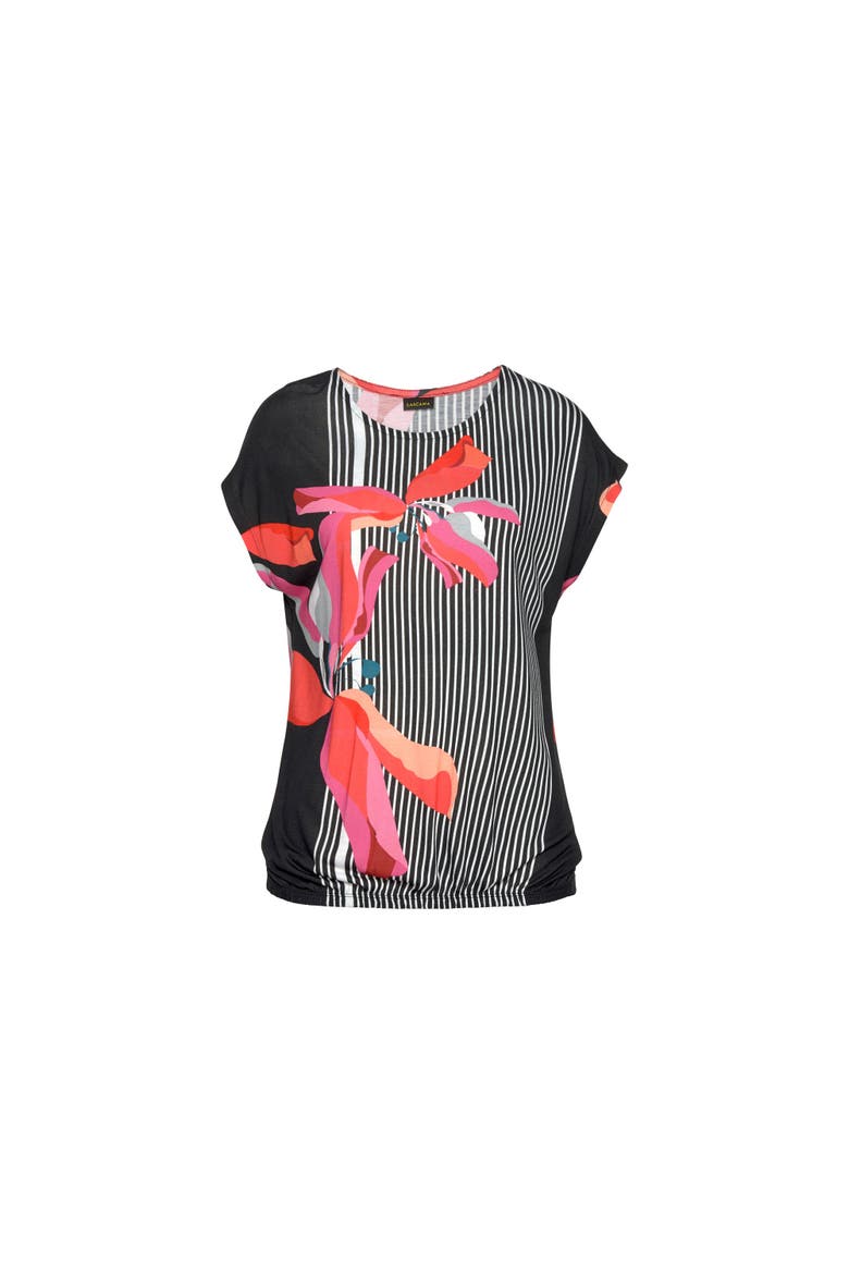 Women's Allover Mix Print Top, Alternate, color, Black Multi