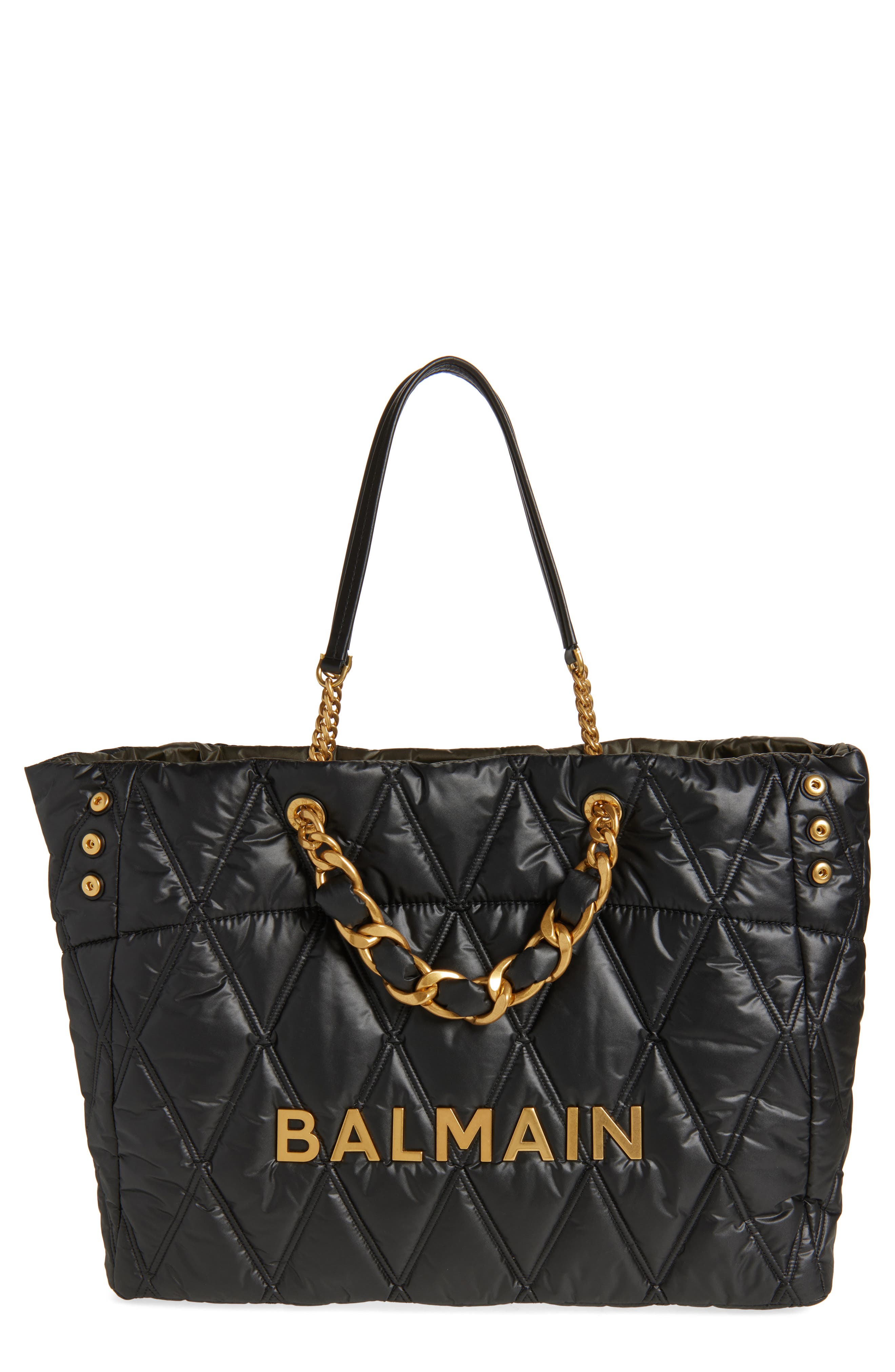 Balmain XXL 1945 Soft Quilted Nylon Tote Bag, Main, color, 