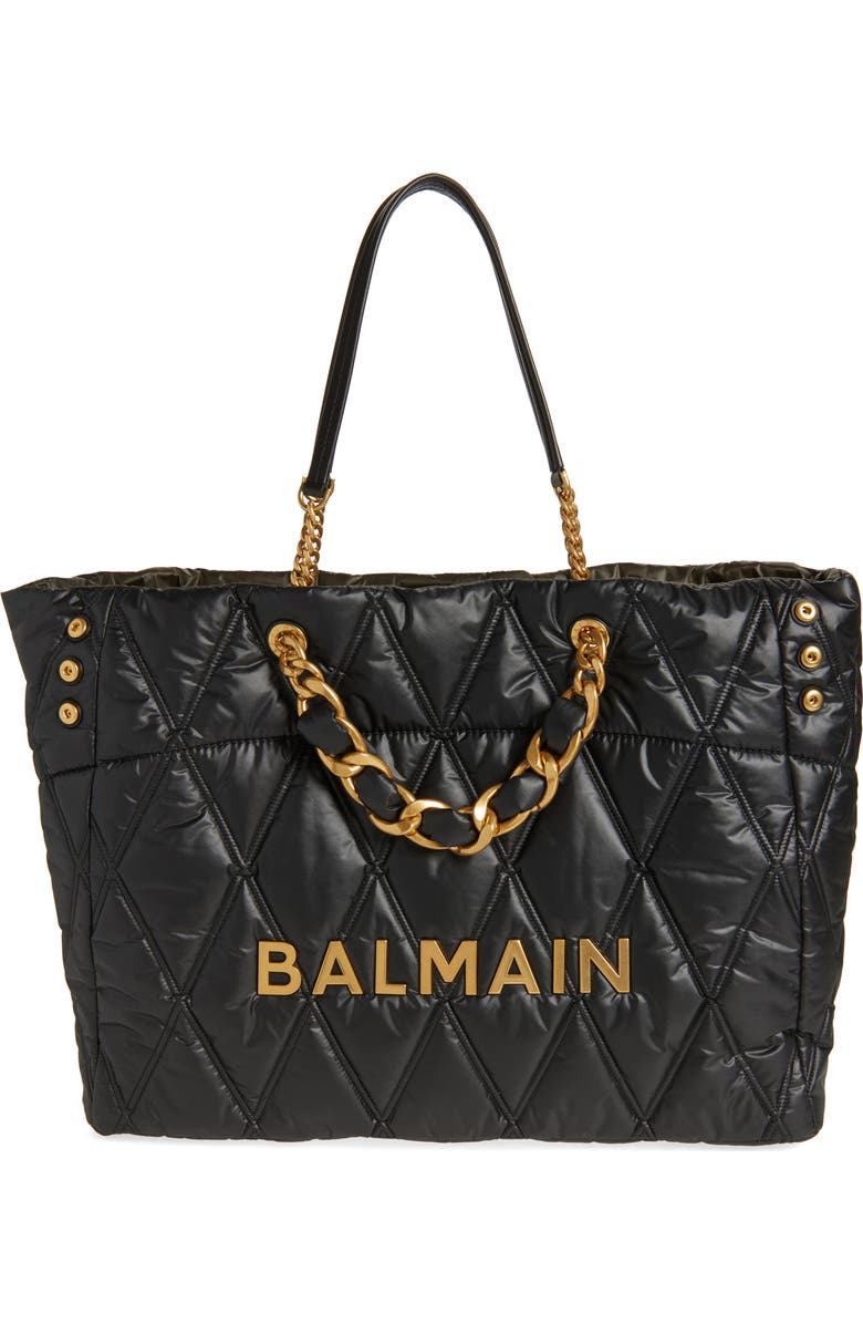 Balmain XXL 1945 Soft Quilted Nylon Tote Bag, Main, color,
