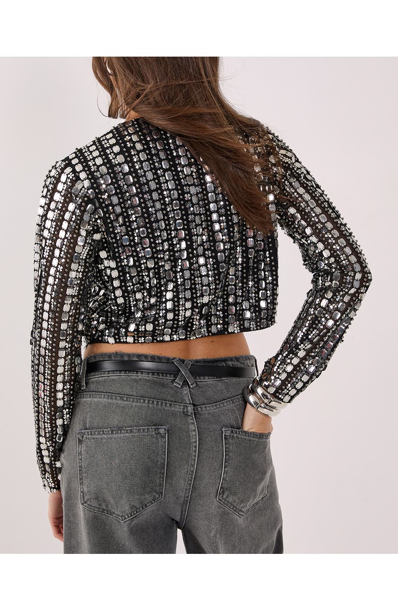 NASTY GAL Beaded Long Sleeve Jacket, Alternate, color, Black