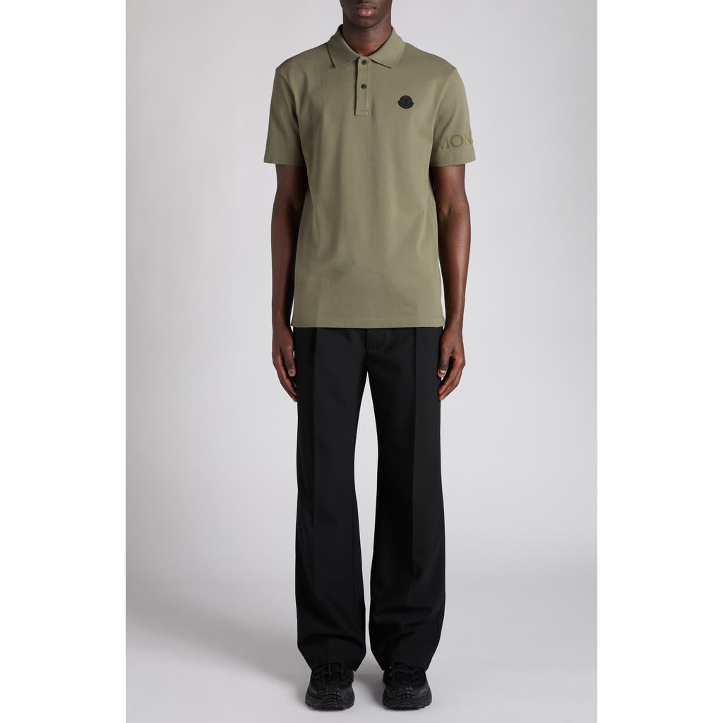 Moncler Logo-embroidered Polo Shirt In Green
