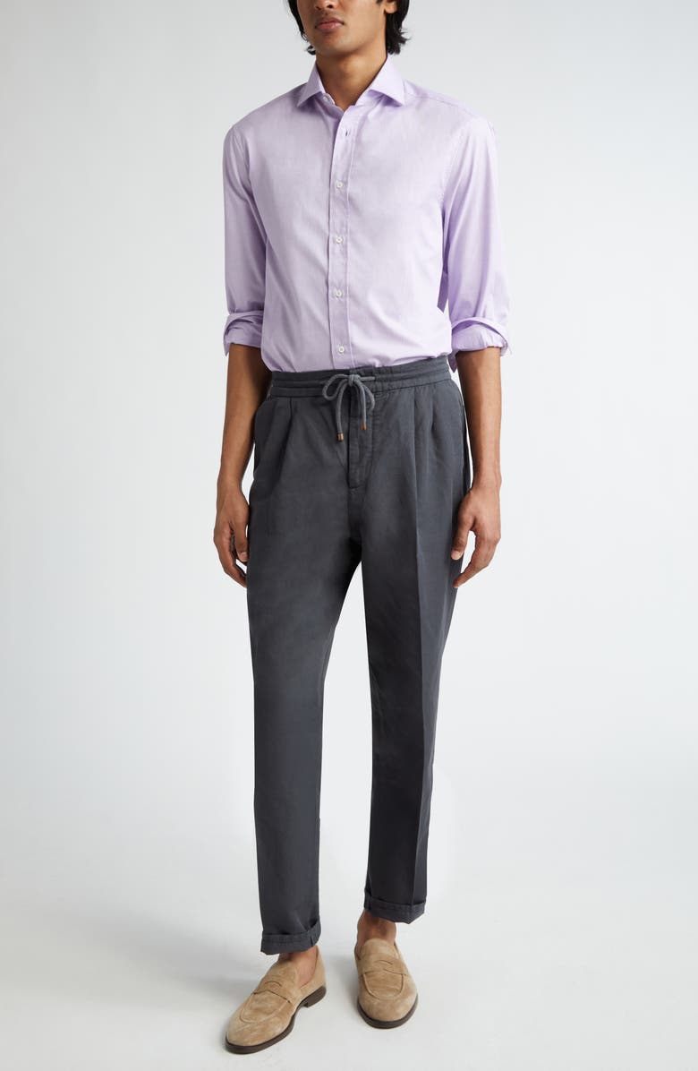 Brunello Cucinelli Garment Dyed Linen & Cotton Gabardine Drawstring Pants, Alternate, color,