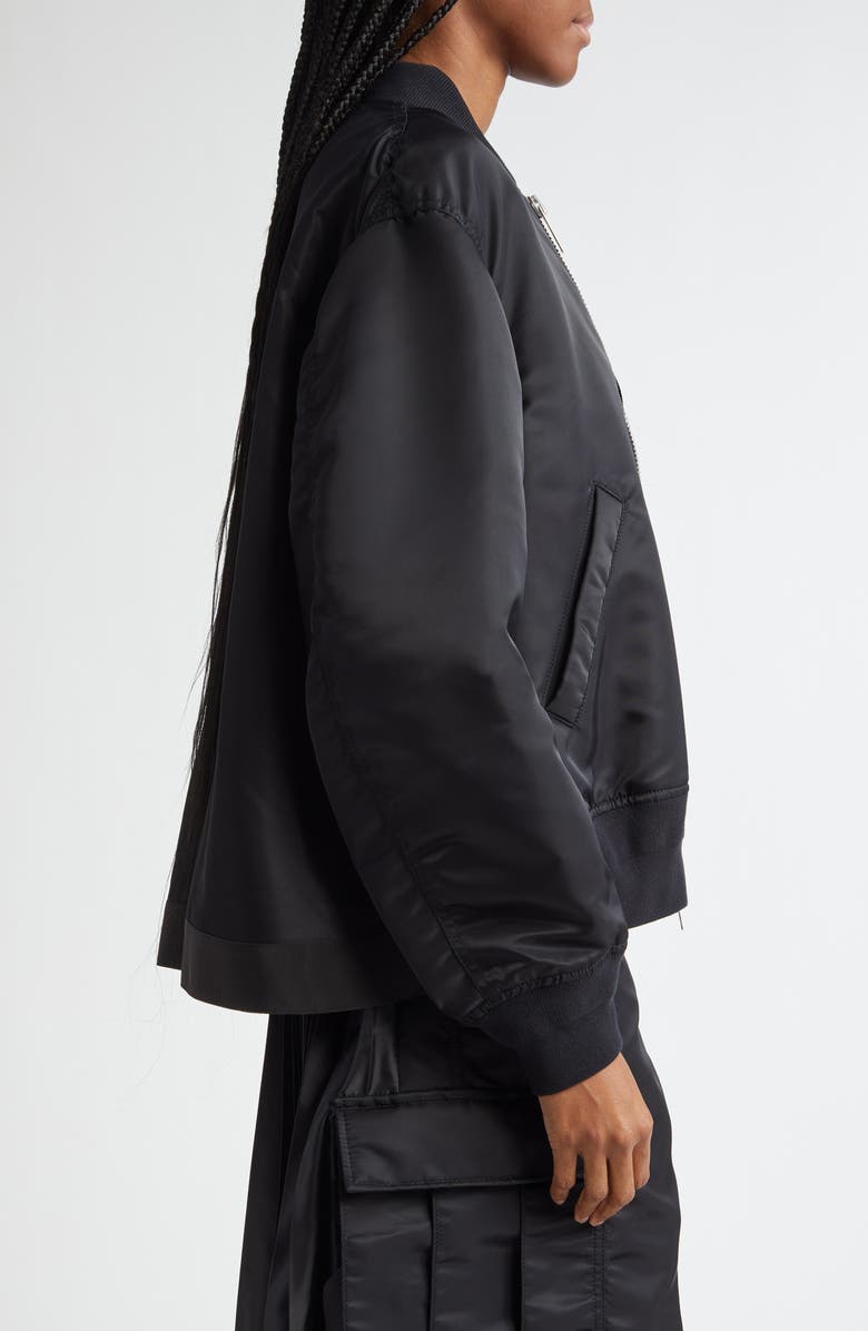 Sacai Nylon Twill Bomber Jacket, Alternate, color, Black